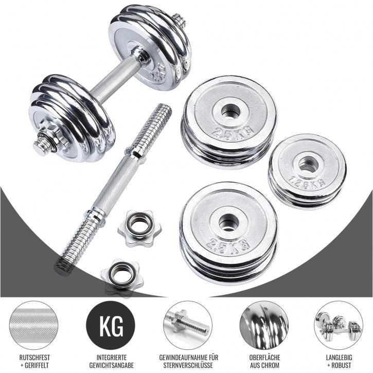 Kurzhantelset 30 kg - Chrom - kaelte-werner