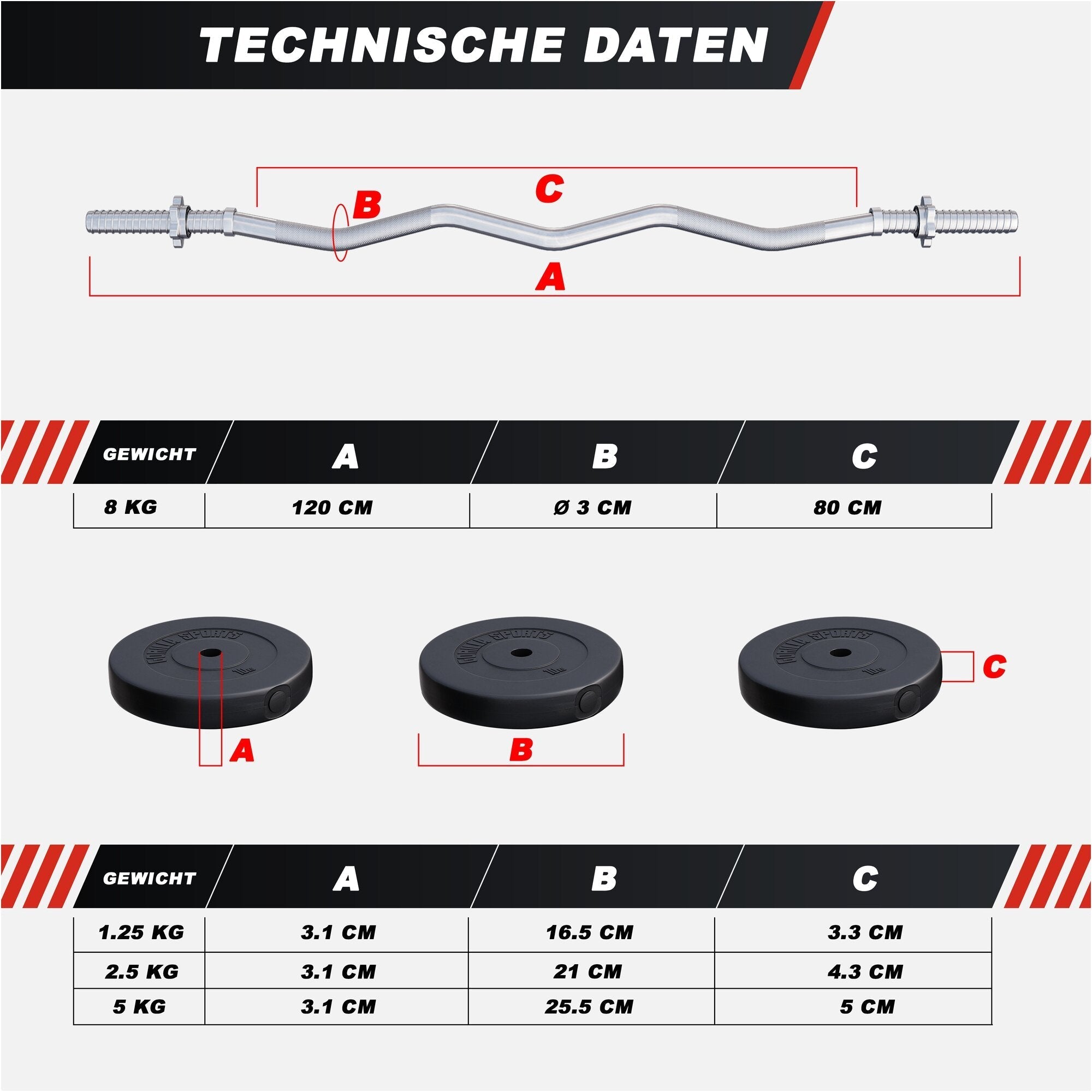 Squat Rack Hantelständer Set inkl. Curlset Kunststoff 35 kg - kaelte-werner