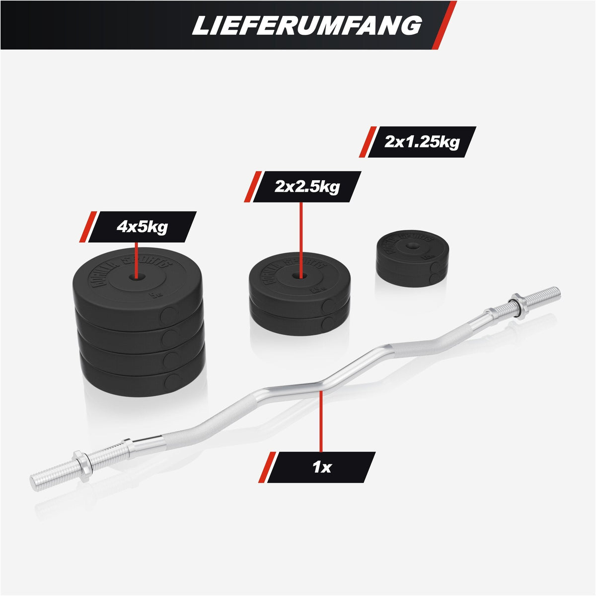 Squat Rack Hantelständer Set inkl. Curlset Kunststoff 35 kg - kaelte-werner