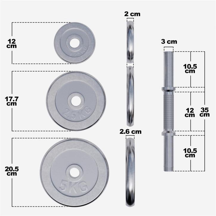Kurzhantel Set Chrom 30 kg mit Sternverschlüssen - kaelte-werner