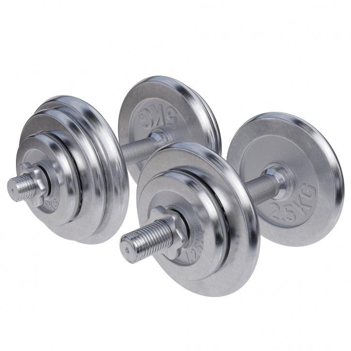 Kurzhantel Set Chrom 30 kg mit Sternverschlüssen - kaelte-werner