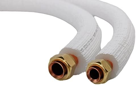 SYSTERM Refrigerant Line for Split Air Conditioners, Copper Pipe Insulated Ready Adjusted 1/4 Inch + 1/2 Inch, Length: 1 m - 25 m, Pre-Insulated Pipes for Cooling Gases R32, R410A and R407C (Length: 9