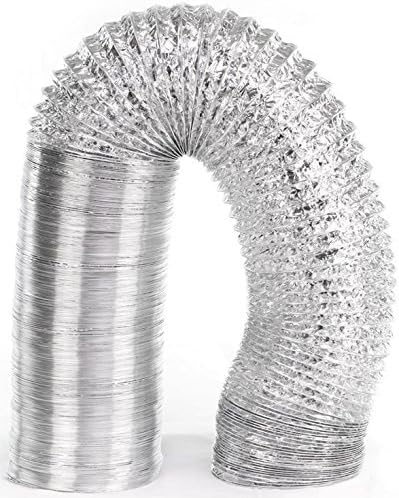 Intelmann Flexible Aluminium Hose 10 m Diameter 150 mm + 2 Stainless Steel Hose Clamps (80 100 125 150 160 200)