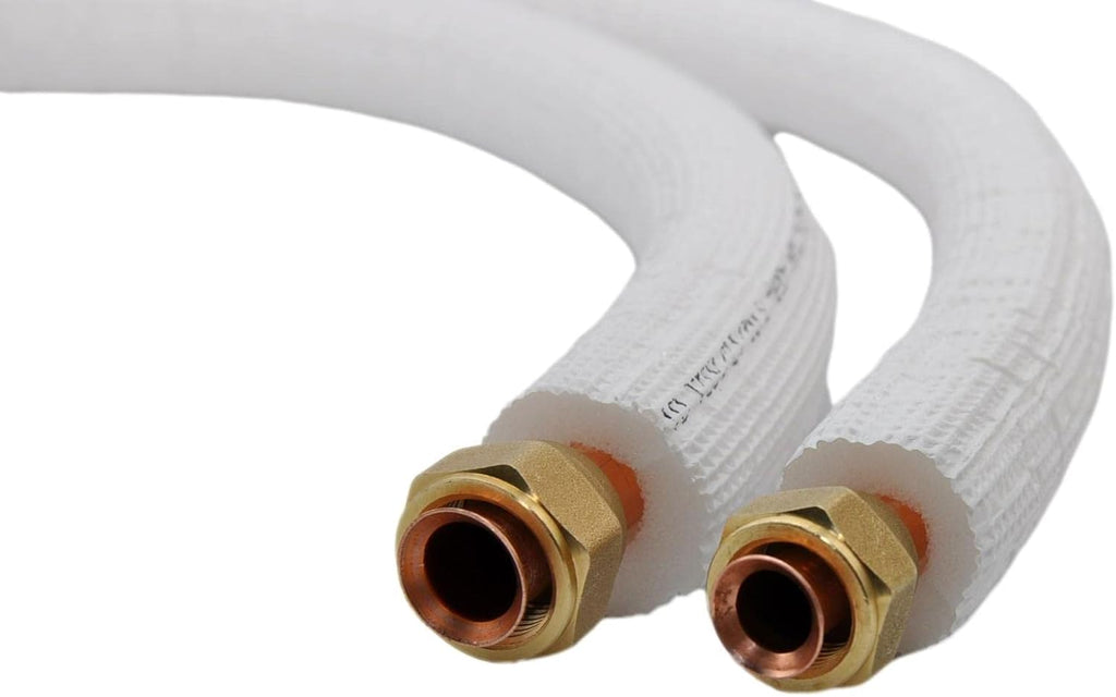 SYSTERM Refrigerant Line for Split Air Conditioners, Copper Pipe Insulated Ready Adjusted 1/4 Inch + 1/2 Inch, Length: 1 m - 25 m, Pre-Insulated Pipes for Cooling Gases R32, R410A and R407C (Length: 9