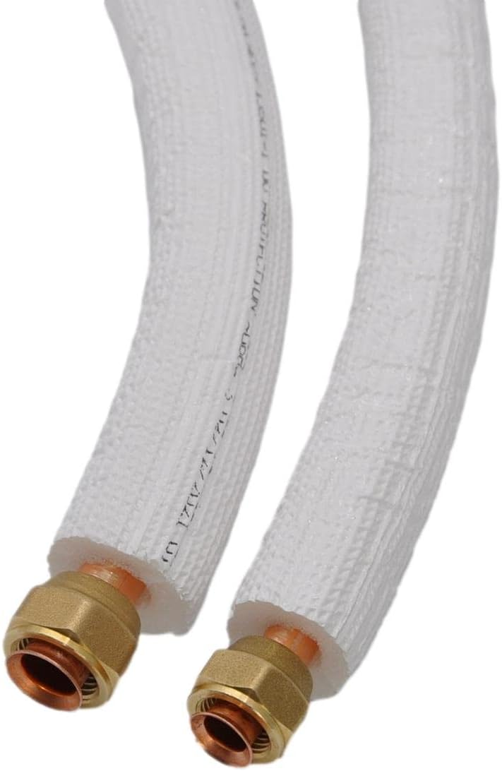 SYSTERM Refrigerant Line for Split Air Conditioners, Copper Pipe Insulated Ready Adjusted 1/4 Inch + 1/2 Inch, Length: 1 m - 25 m, Pre-Insulated Pipes for Cooling Gases R32, R410A and R407C (Length: 9