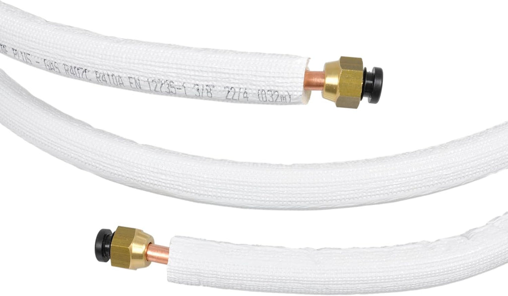 SYSTERM Refrigerant Line for Split Air Conditioners, Copper Pipe Insulated Ready Adjusted 1/4 Inch + 1/2 Inch, Length: 1 m - 25 m, Pre-Insulated Pipes for Cooling Gases R32, R410A and R407C (Length: 9