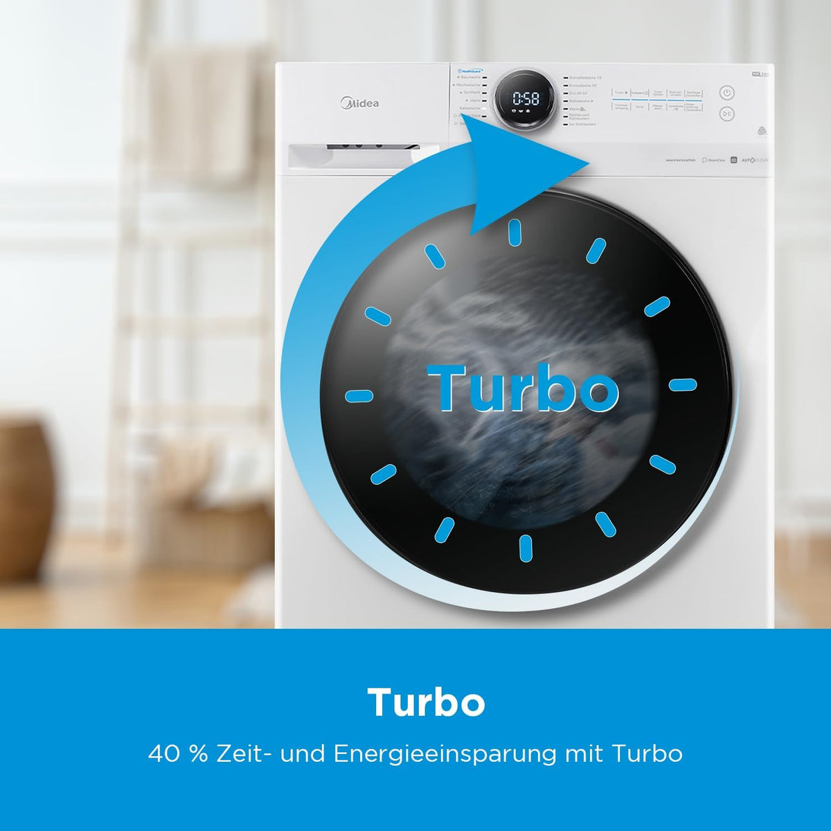 Midea 9 kg Waschmaschine Energieeffizienzklasse A weiß MF200W90WB-14A