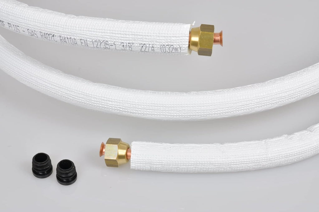 SYSTERM Refrigerant Line for Split Air Conditioners, Copper Pipe Insulated Ready Adjusted 1/4 Inch + 1/2 Inch, Length: 1 m - 25 m, Pre-Insulated Pipes for Cooling Gases R32, R410A and R407C (Length: 9