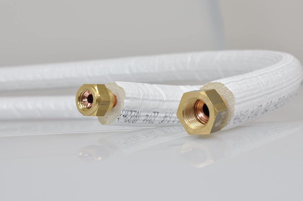 SYSTERM Refrigerant Line for Split Air Conditioners, Copper Pipe Insulated Ready Adjusted 1/4 Inch + 1/2 Inch, Length: 1 m - 25 m, Pre-Insulated Pipes for Cooling Gases R32, R410A and R407C (Length: 9