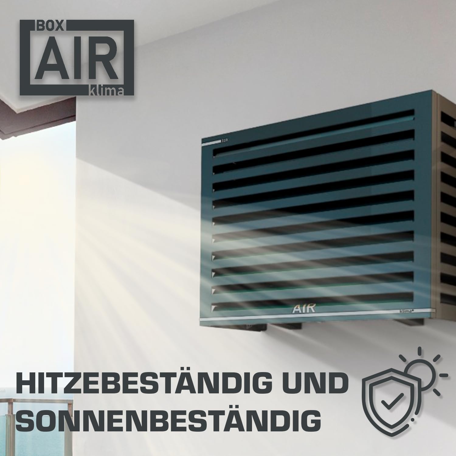 Box Air Klima Cover Clima Blade S Antracite - Aluminium Composite Air Conditioner Cover, Adjustable INOX Brackets, Wall Mounted, 90 x 70 x 49 cm (Depth 49-55) - Outdoor Unit Protection