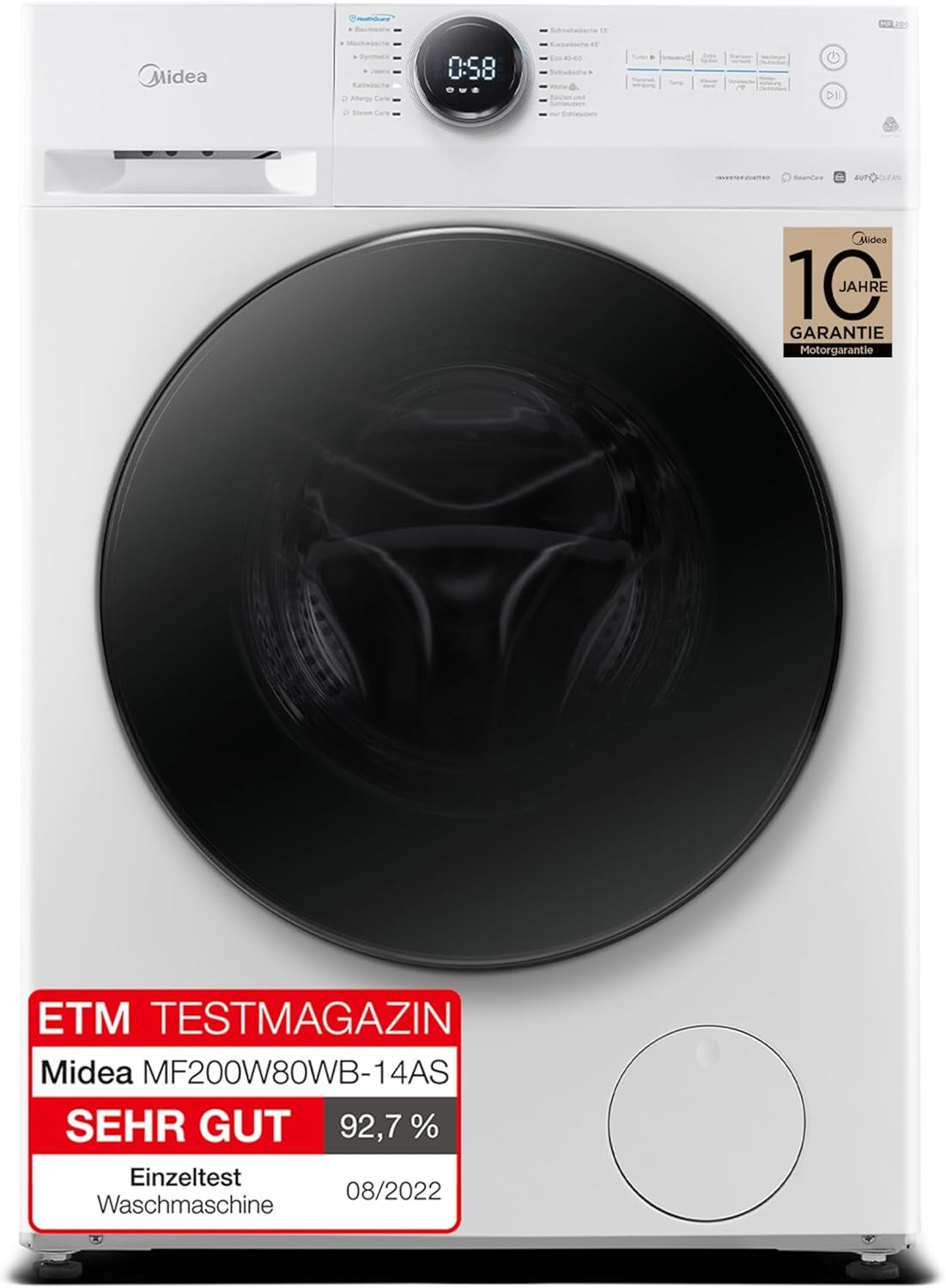 Midea 9 kg Waschmaschine Energieeffizienzklasse A weiß MF200W90WB-14A