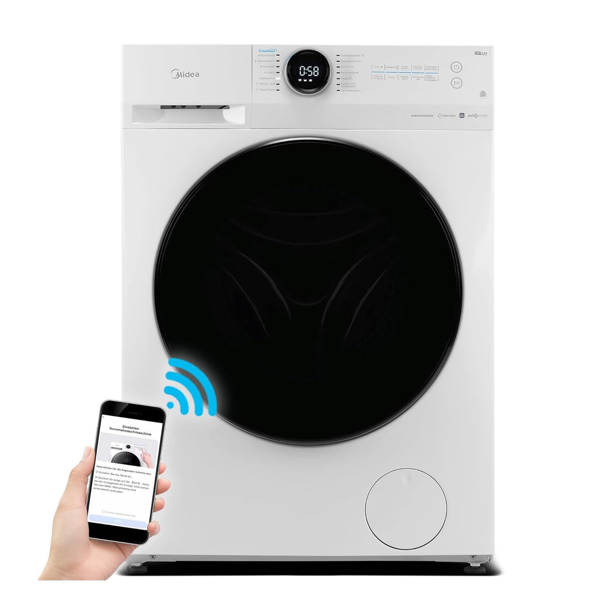 Midea 9 kg Waschmaschine Energieeffizienzklasse A weiß MF200W90WB-14A