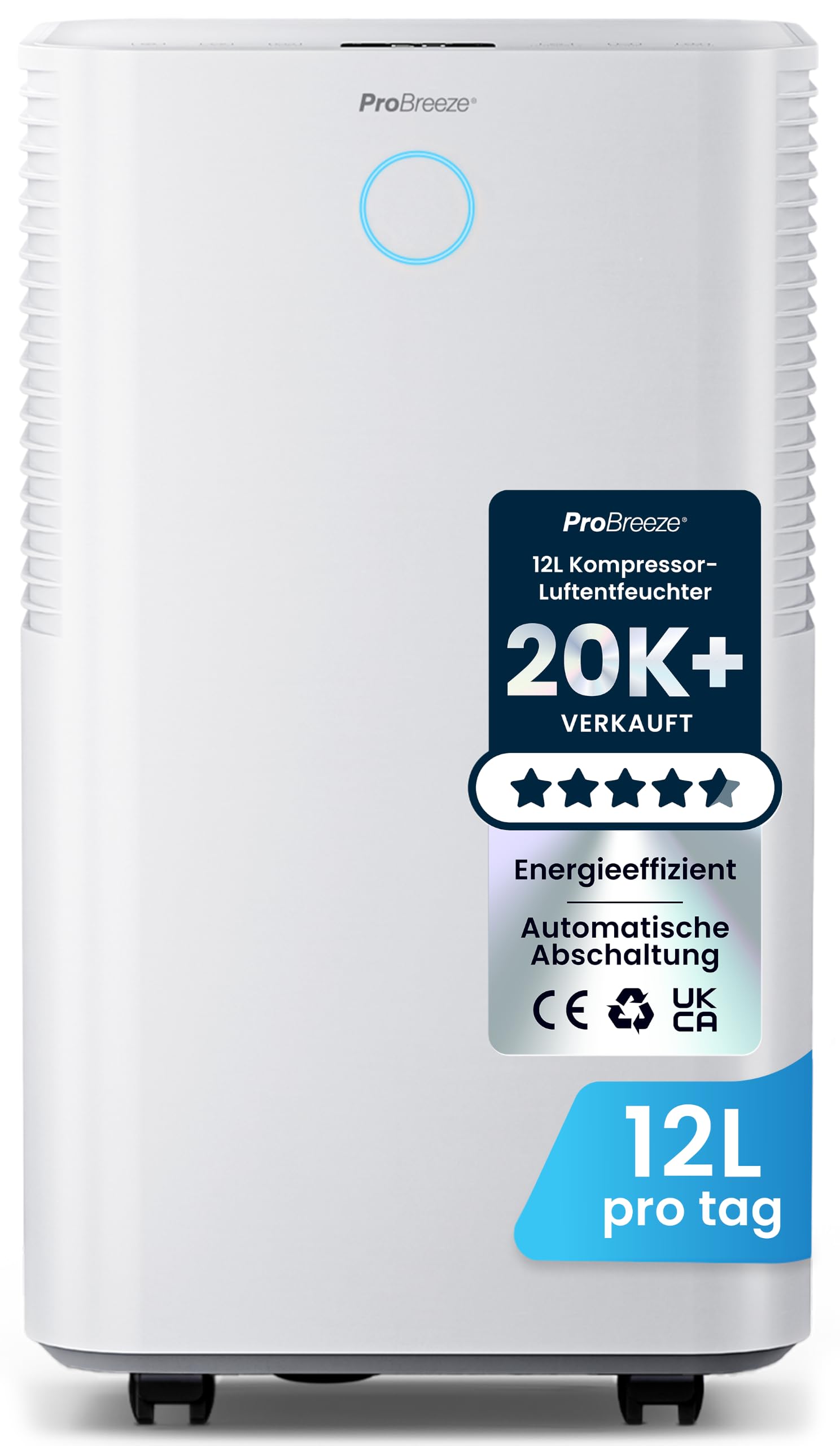 Pro Breeze OmniDry Luftentfeuchter mit App & WLAN, 20L in 24h Entfeuchtungsleistung - Luftentfeuchter elektrisch mit Wäschemodus, Feuchtigkeitssensor, Timer - Gegen Schimmel - Entfeuchter Dehumidifier