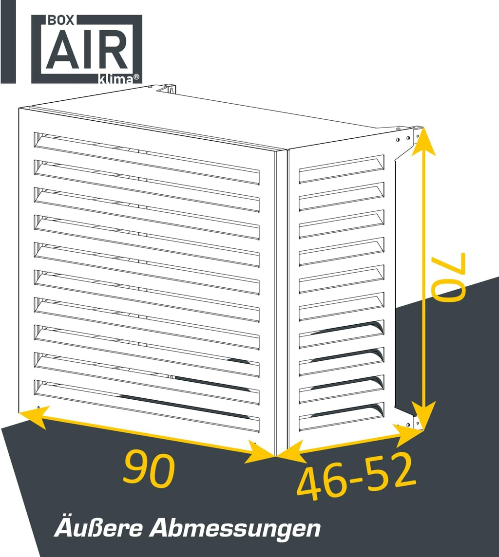 Box Air Klima Cover Clima Blade S Antracite - Aluminium Composite Air Conditioner Cover, Adjustable INOX Brackets, Wall Mounted, 90 x 70 x 49 cm (Depth 49-55) - Outdoor Unit Protection