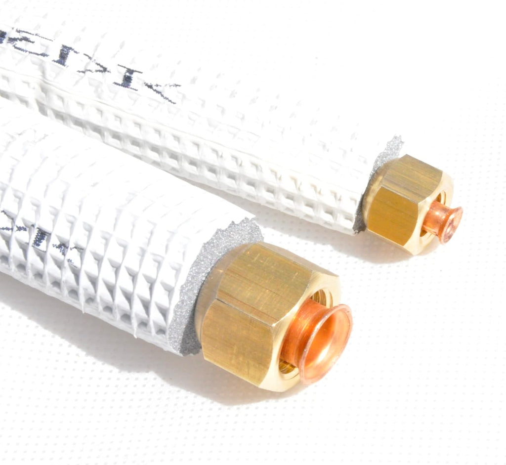 SYSTERM Refrigerant Line for Split Air Conditioners, Copper Pipe Insulated Ready Adjusted 1/4 Inch + 1/2 Inch, Length: 1 m - 25 m, Pre-Insulated Pipes for Cooling Gases R32, R410A and R407C (Length: 9