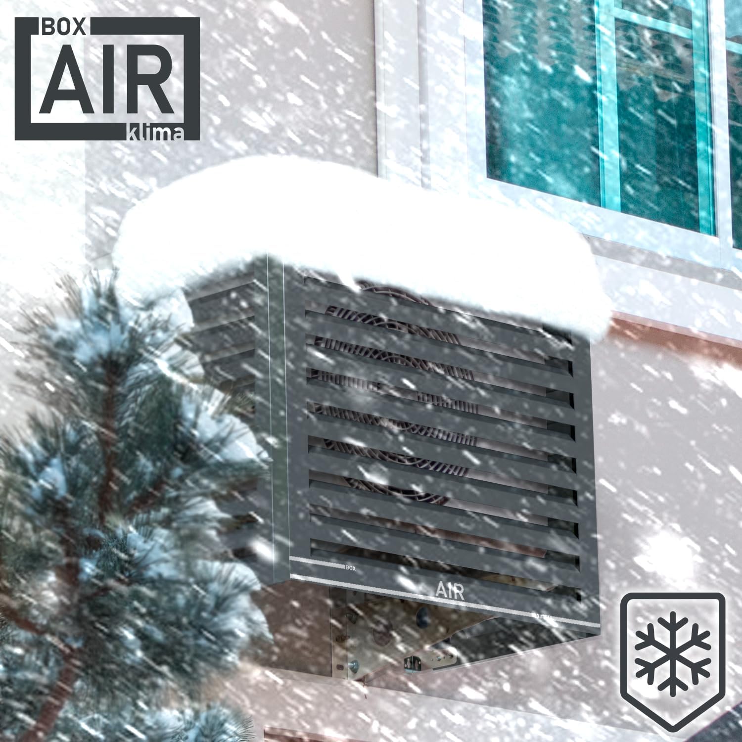 Box Air Klima Cover Clima Blade S Antracite - Aluminium Composite Air Conditioner Cover, Adjustable INOX Brackets, Wall Mounted, 90 x 70 x 49 cm (Depth 49-55) - Outdoor Unit Protection