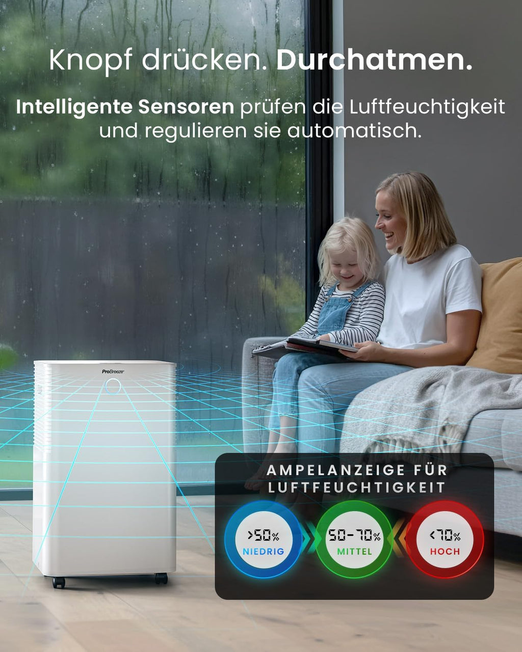 Pro Breeze OmniDry Luftentfeuchter mit App & WLAN, 20L in 24h Entfeuchtungsleistung - Luftentfeuchter elektrisch mit Wäschemodus, Feuchtigkeitssensor, Timer - Gegen Schimmel - Entfeuchter Dehumidifier