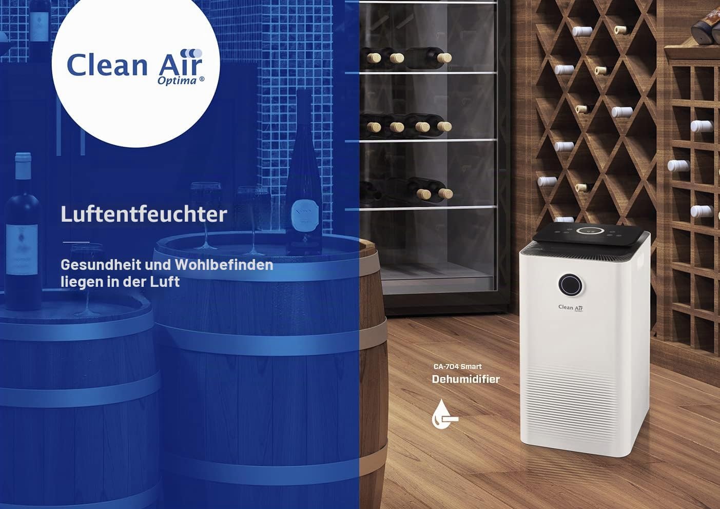 Clean Air Optima CA-704 SMART Luftentfeuchter und Luftreiniger – Entfeuchtungsleistung bis zu 10 Liter/Tag – 5-fache Filtertechnologie mit HEPA-Filter & UV-C-Lampe – Geeignet bis zu 40m²/100m³