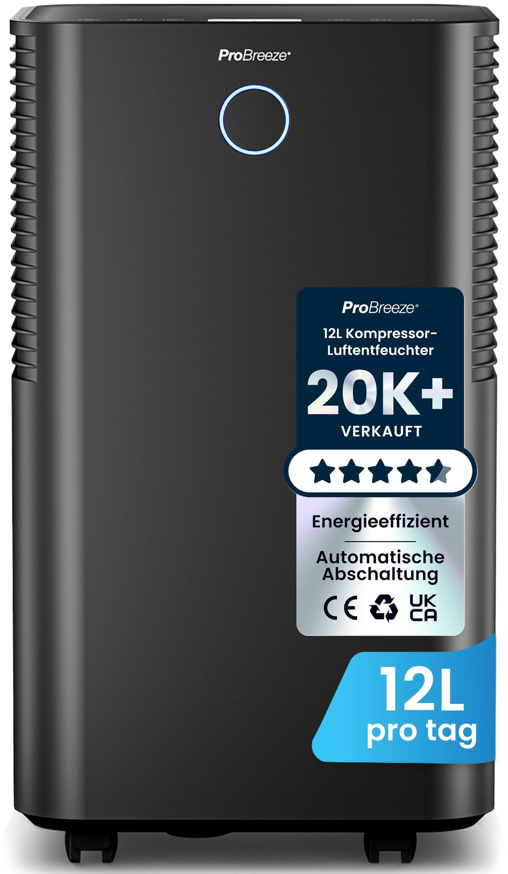 Pro Breeze OmniDry Luftentfeuchter mit App & WLAN, 20L in 24h Entfeuchtungsleistung - Luftentfeuchter elektrisch mit Wäschemodus, Feuchtigkeitssensor, Timer - Gegen Schimmel - Entfeuchter Dehumidifier