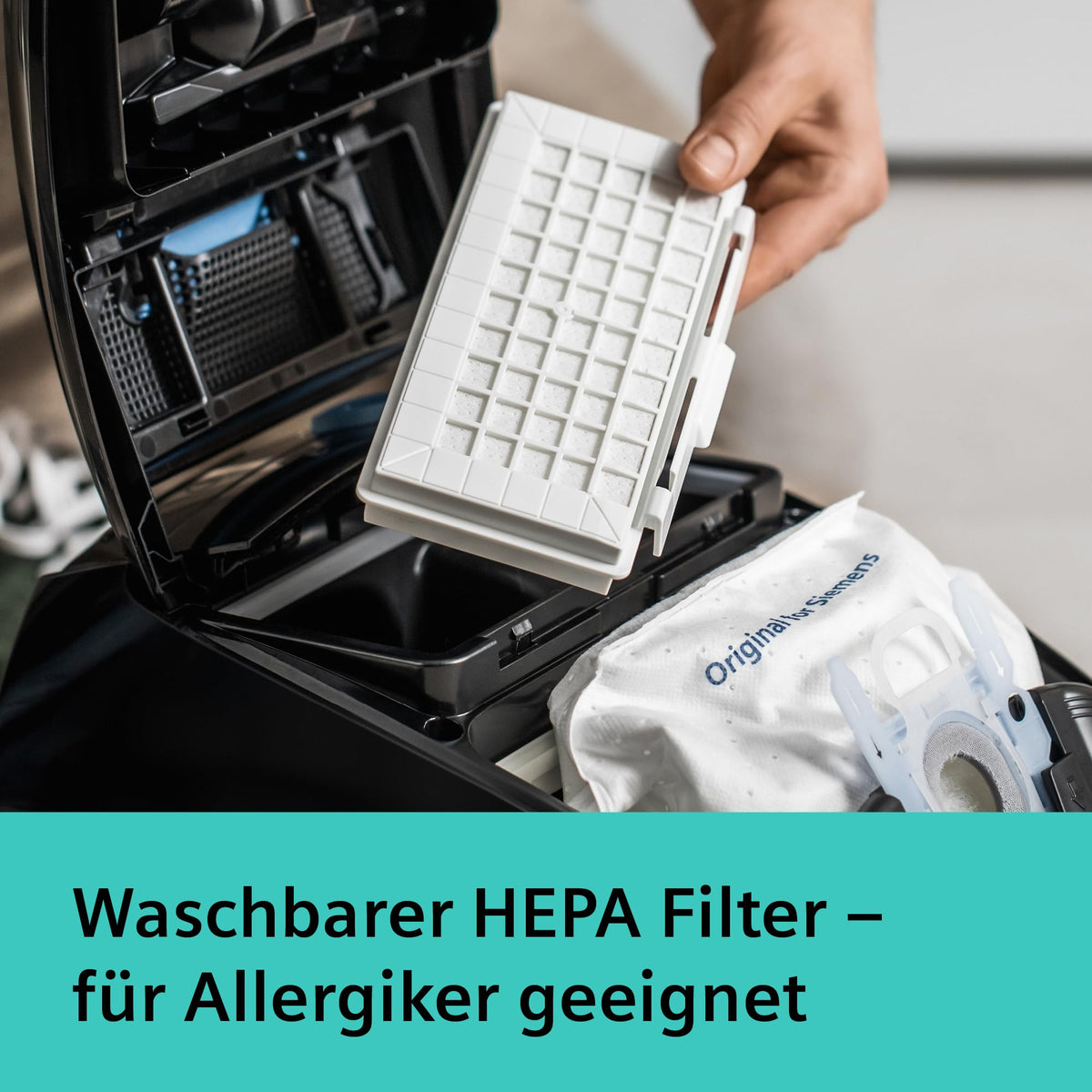 Siemens Staubsauger mit Beutel Q5.0 extreme silencePower VSQ5X1230, ideal für Allergiker