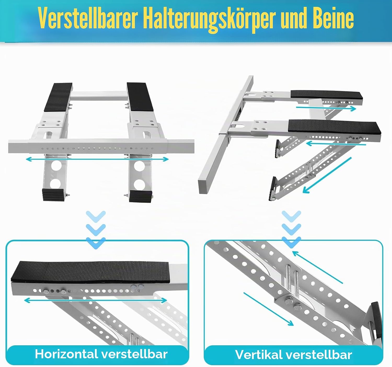 Air Conditioning Bracket No Drilling Adjustable Universal Window Bracket Single/Double Window Bracket Heavy Duty Steel Holds Up to 200lbs for 5000-24000 BTU Units