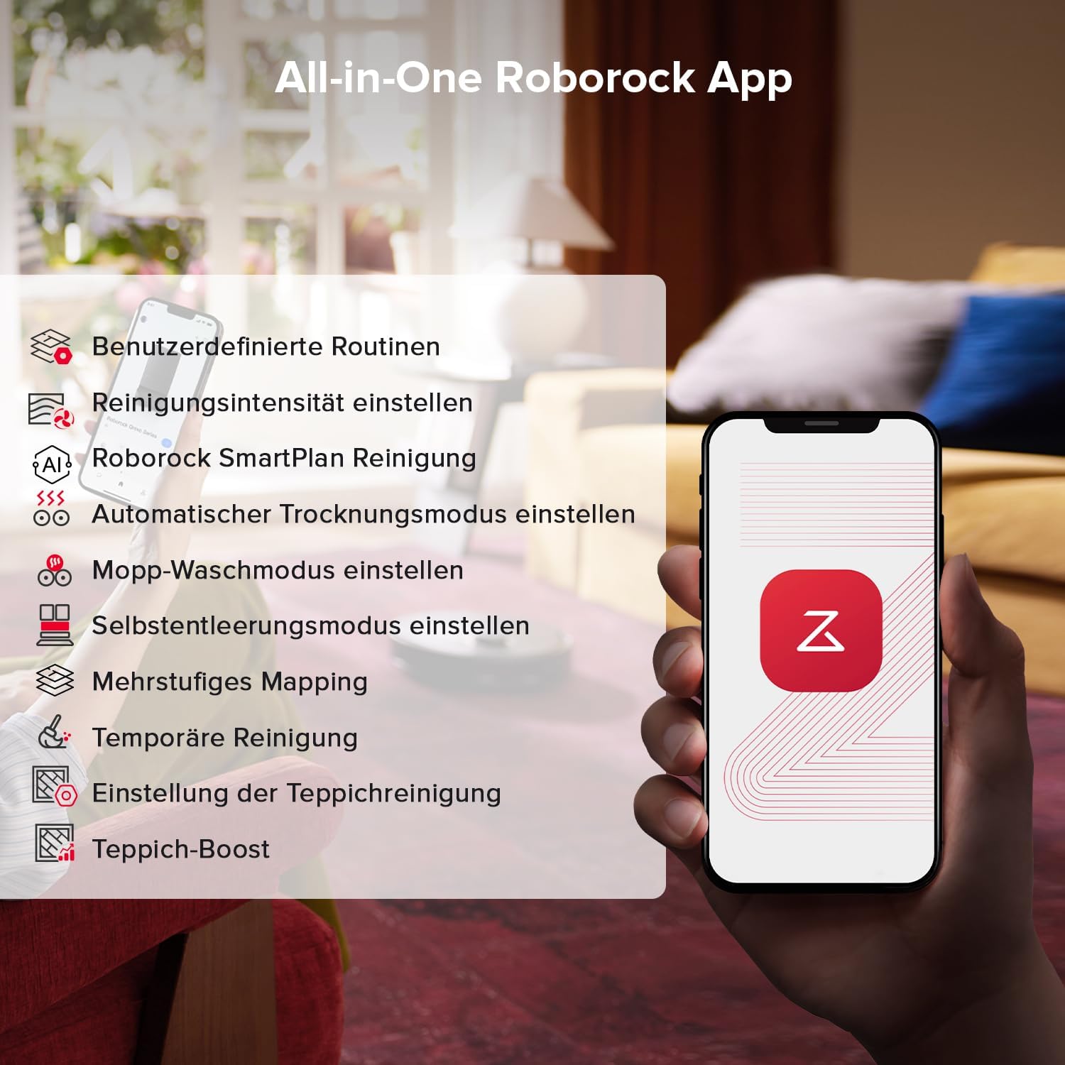 roborock Qrevo S5V Saugroboter mit Wischfunktion&Hebarem Wischmopp