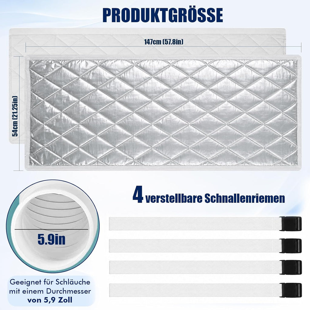 TUT 150 x 50 cm Hose Cover for Portable Air Conditioners with Drawstring and 4 Adjustable Mounting Straps, Climate Hose Cover Insulation - Air Conditioning Exhaust Hose Insulation Protective Cover