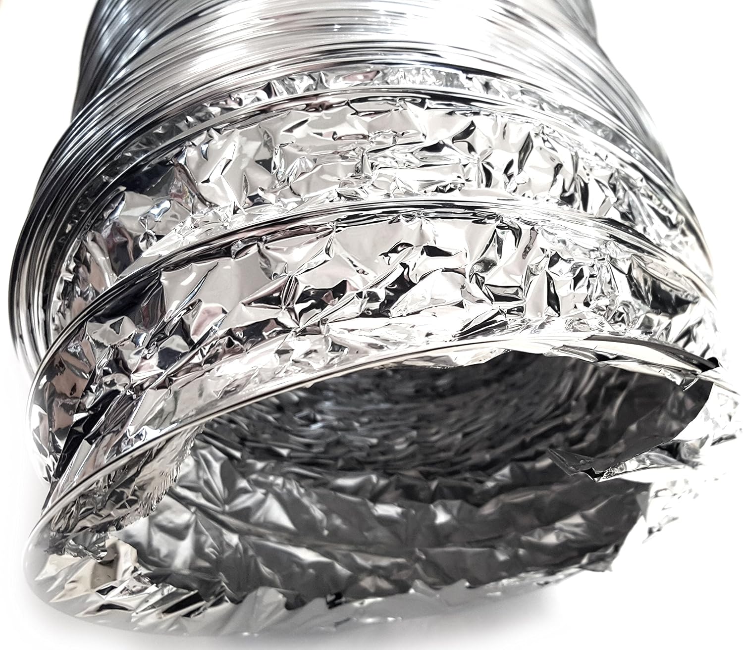 Intelmann Flexible Aluminium Hose 10 m Diameter 150 mm + 2 Stainless Steel Hose Clamps (80 100 125 150 160 200)
