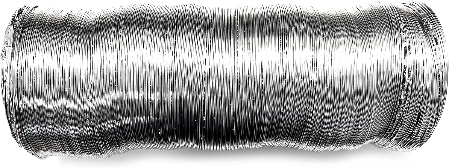 Intelmann Flexible Aluminium Hose 10 m Diameter 150 mm + 2 Stainless Steel Hose Clamps (80 100 125 150 160 200)