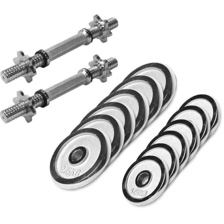 Kurzhantel Set Chrom 27.5 kg mit Sternverschlüssen - kaelte-werner